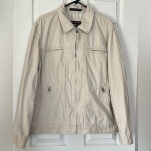 Banana Republic Men's Full Zip Khaki Linen Cotton Lightweight Jacket XL